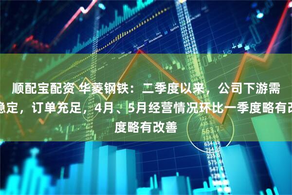 顺配宝配资 华菱钢铁：二季度以来，公司下游需求稳定，订单充足，4月、5月经营情况环比一季度略有改善